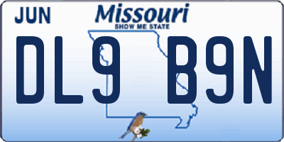 MO license plate DL9B9N