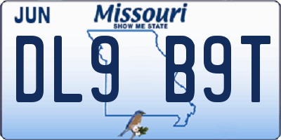 MO license plate DL9B9T