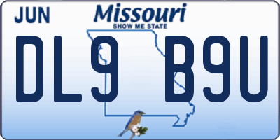 MO license plate DL9B9U