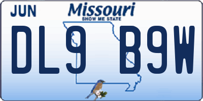MO license plate DL9B9W