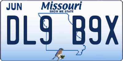 MO license plate DL9B9X