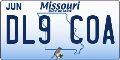 MO license plate DL9C0A