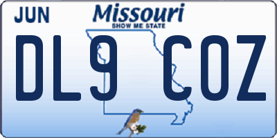 MO license plate DL9C0Z