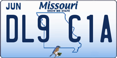 MO license plate DL9C1A