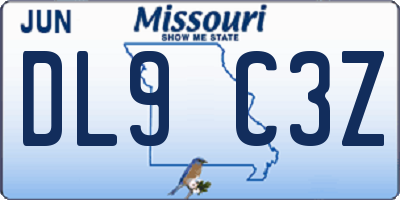 MO license plate DL9C3Z