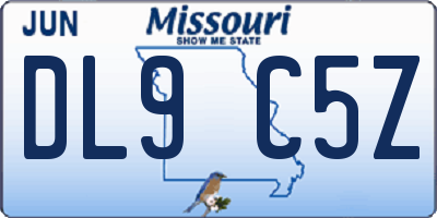 MO license plate DL9C5Z