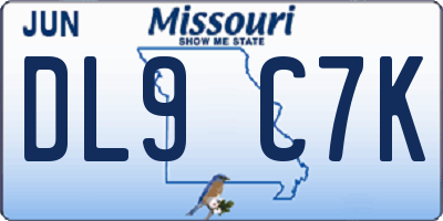 MO license plate DL9C7K