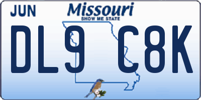 MO license plate DL9C8K