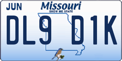 MO license plate DL9D1K
