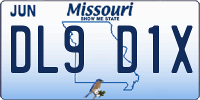 MO license plate DL9D1X