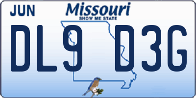 MO license plate DL9D3G