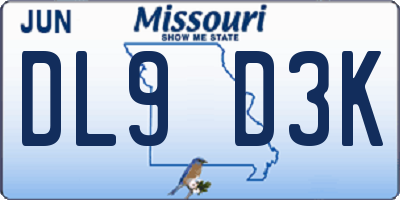 MO license plate DL9D3K