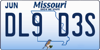 MO license plate DL9D3S