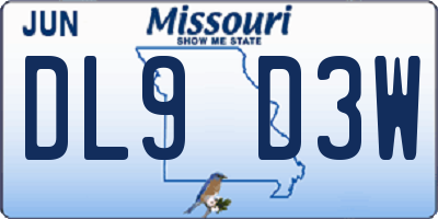 MO license plate DL9D3W
