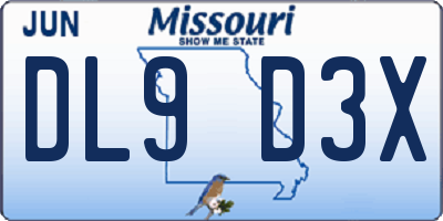 MO license plate DL9D3X
