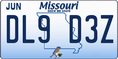 MO license plate DL9D3Z