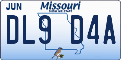 MO license plate DL9D4A