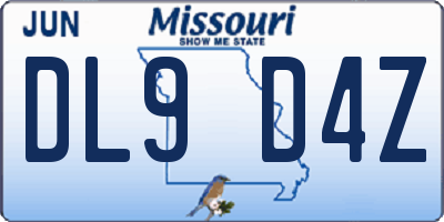 MO license plate DL9D4Z
