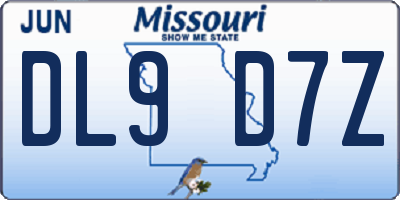 MO license plate DL9D7Z