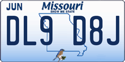 MO license plate DL9D8J