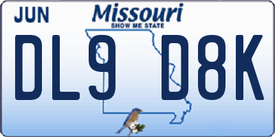 MO license plate DL9D8K