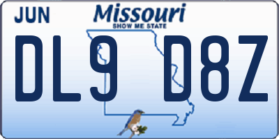 MO license plate DL9D8Z