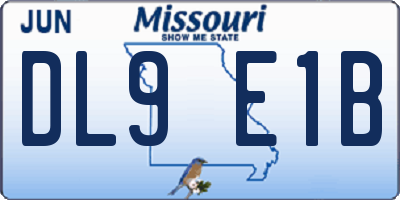 MO license plate DL9E1B