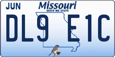 MO license plate DL9E1C