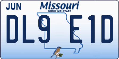 MO license plate DL9E1D