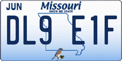 MO license plate DL9E1F