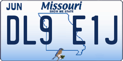 MO license plate DL9E1J