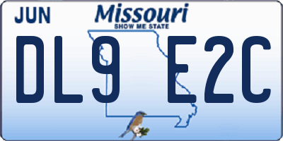 MO license plate DL9E2C