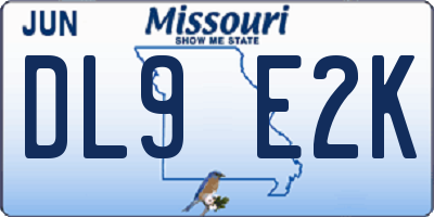 MO license plate DL9E2K