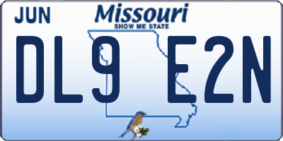 MO license plate DL9E2N