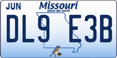 MO license plate DL9E3B
