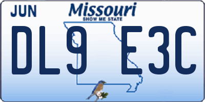 MO license plate DL9E3C