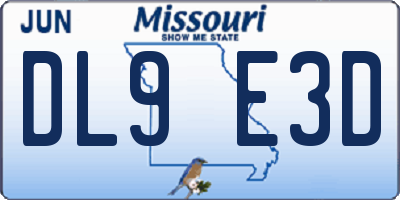 MO license plate DL9E3D