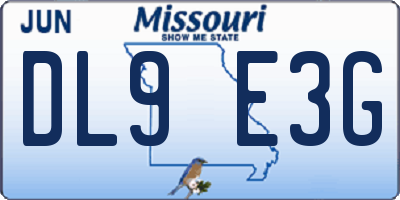 MO license plate DL9E3G