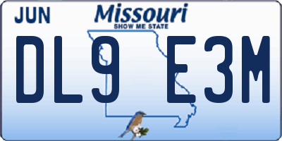MO license plate DL9E3M