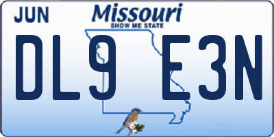MO license plate DL9E3N