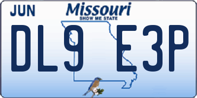 MO license plate DL9E3P