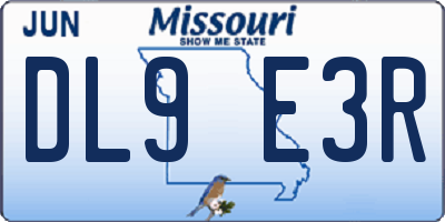 MO license plate DL9E3R