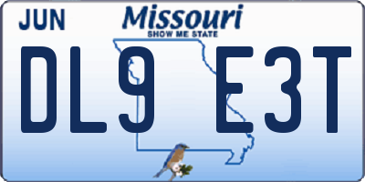 MO license plate DL9E3T