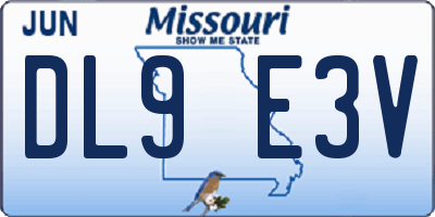 MO license plate DL9E3V