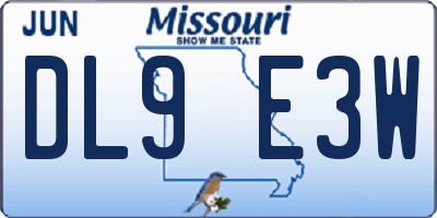 MO license plate DL9E3W