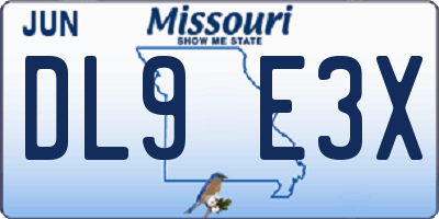 MO license plate DL9E3X