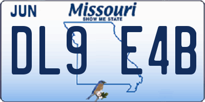 MO license plate DL9E4B