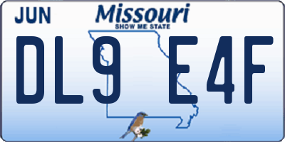 MO license plate DL9E4F