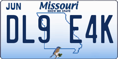 MO license plate DL9E4K