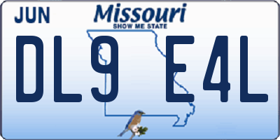 MO license plate DL9E4L